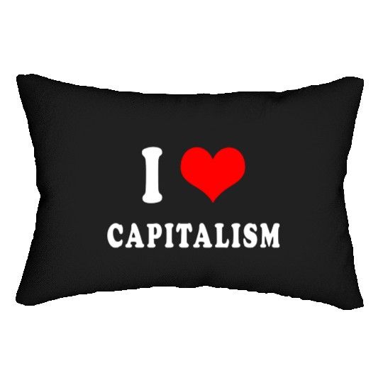 I love capitalism Lumbar Pillows