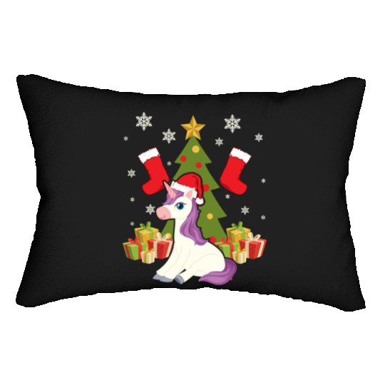 Unicorn Christmas Day Happy Holiday Santa Claus Lumbar Pillows