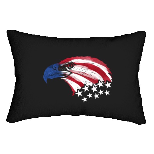 Bald Eagle US Flag Colors Patriotic 4th Of July Lumbar Pillows