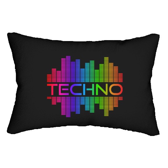 Techno Music Rainbow Spectrum Hard Dark Acid Lumbar Pillows