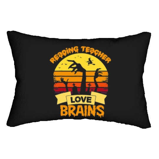 Reading teacher love brains Lumbar Pillows