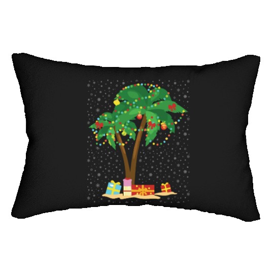 Christmas Ornaments Palm Tree Hawaii Tropical Lumbar Pillows