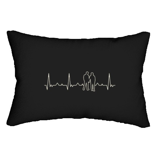 Gay Couple Romantic Holding Hands. Heart. Love. Lumbar Pillows