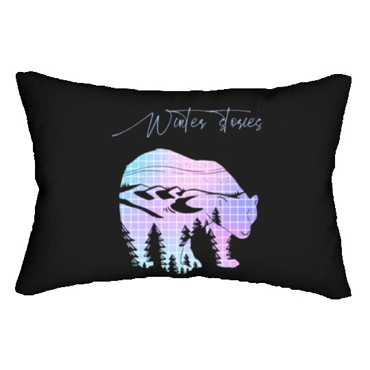 Winter stories Bear Trees Pastel Rainbow Lumbar Pillows