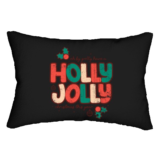 Holly jolly christmas Lumbar Pillows