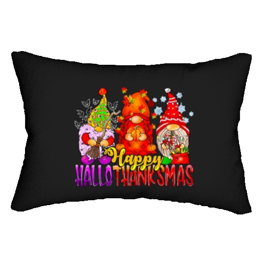 Happy Hallothanksmas Gnomes Lover Halloween Lumbar Pillows