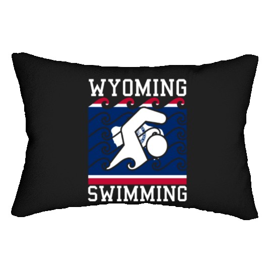 Wyoming Flag Swimming Team Swim Swimmer US State Lumbar Pillows
