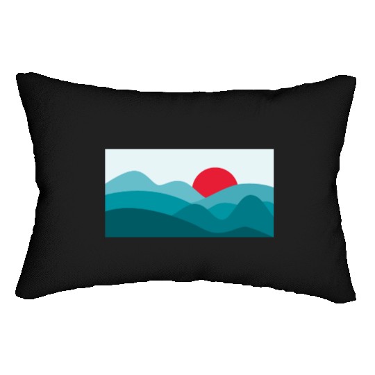 Minimalist Sun Teal Blue Lumbar Pillows