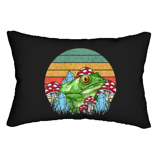 Retro Realistic Toad Frog Mushrooms Lumbar Pillows
