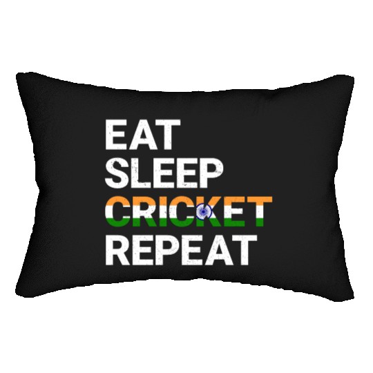 Eat Sleep Cricket Repeat IND Flag Sports Gift Lumbar Pillows