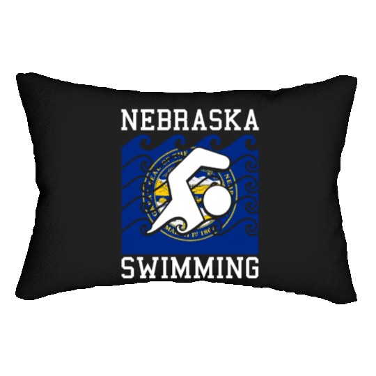 Nebraska Flag Swimming Team Swim Swimmer US State Lumbar Pillows