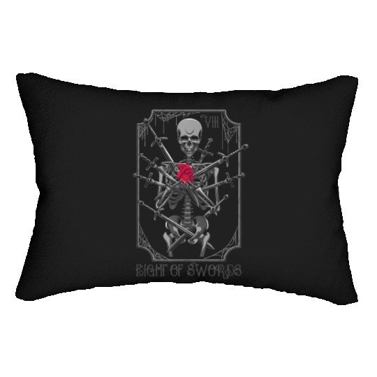 8 of Swords Tarot Card Skeleton Witchy Pagan Lumbar Pillows