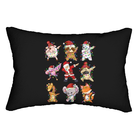 Dabbing Santa Animal Friends Christmas Kids Boys Lumbar Pillows