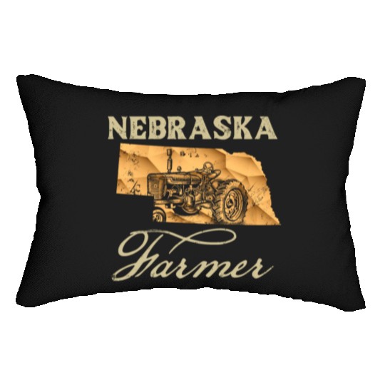 Nebraska Farmer Tractor Lover State Map Farming Lo Lumbar Pillows