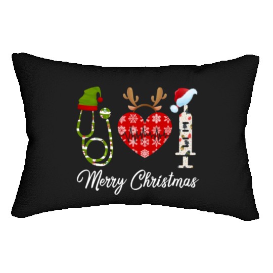 Merry Christmas Nursing Elf Reindeer Santa Hat Lumbar Pillows