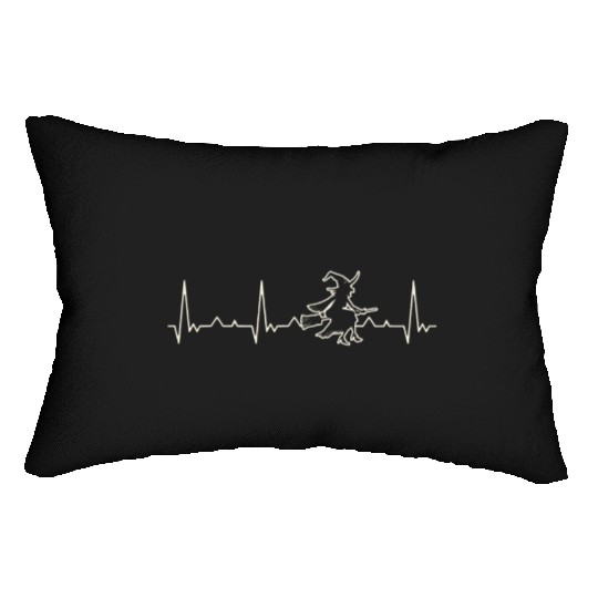 Halloween Witch Flying Broom. Heart. Love. EKG. Lumbar Pillows
