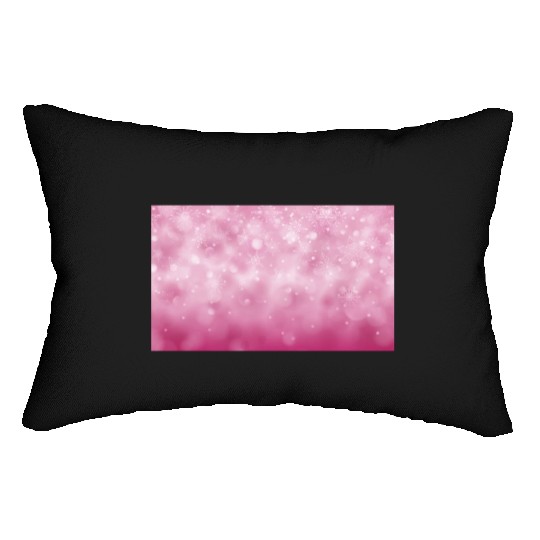 Pink Bokeh Christmas Snowflakes Lumbar Pillows