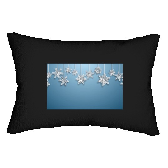 Elegant Hanging Snowflakes Light Blue Lumbar Pillows