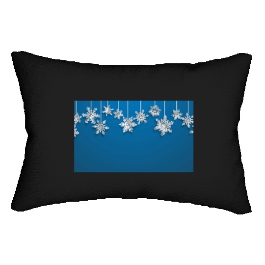 Elegant Hanging Snowflakes Blue Lumbar Pillows