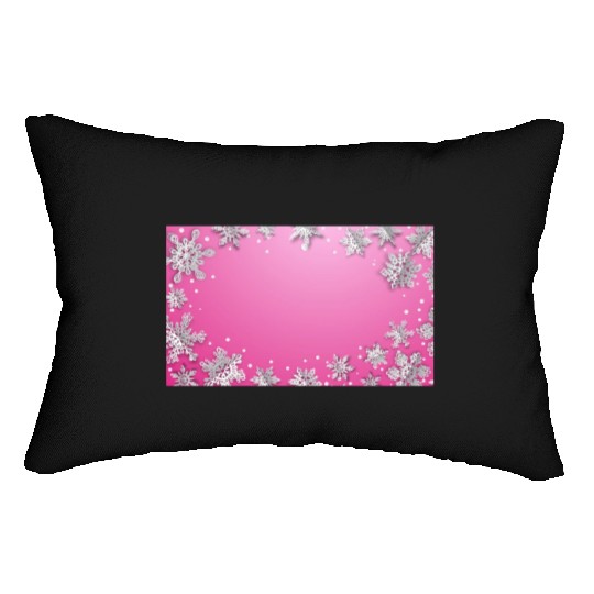 Winter Snowflakes Pink White Lumbar Pillows