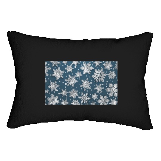 Modern Snowflakes Pattern Blue Lumbar Pillows