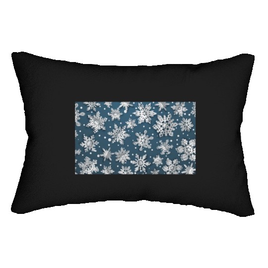 Modern Snowflakes Pattern Blue Lumbar Pillows