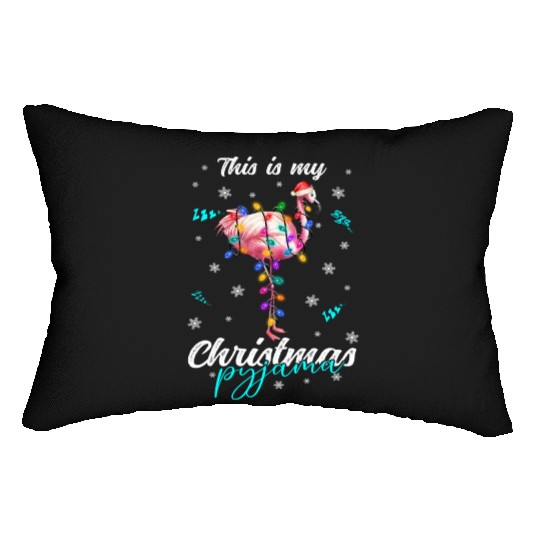 Winter Christmas Pyjama Flamingo Lumbar Pillows