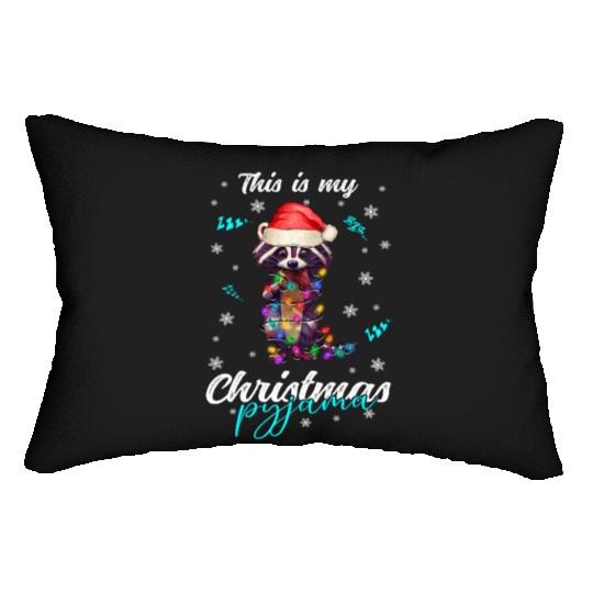 Winter Christmas Pyjama Raccoon Lumbar Pillows