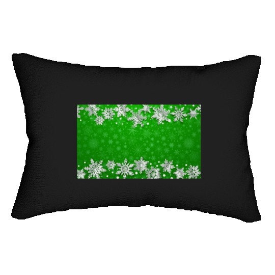 Elegant Green Winter Snowflakes Pattern Lumbar Pillows