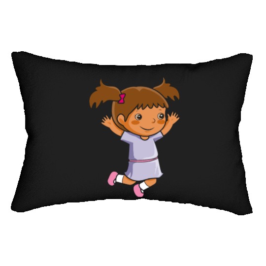 Girl jumps school enrollment joy kindergarten Lumbar Pillows