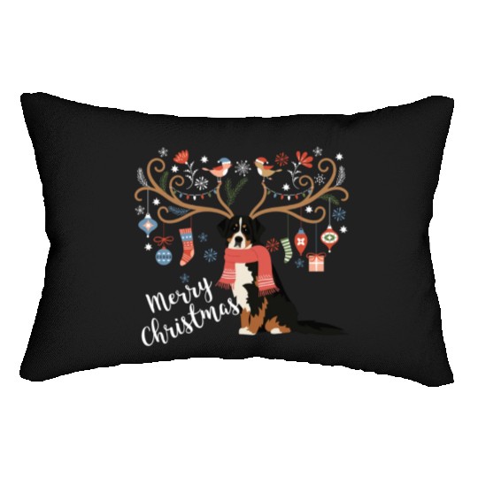 Bernese Mountain Dog Christmas Lumbar Pillows