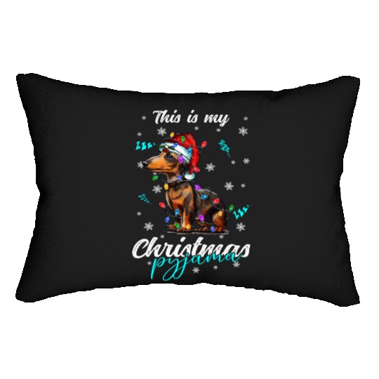 Winter Christmas Pyjama Dachshund Lumbar Pillows