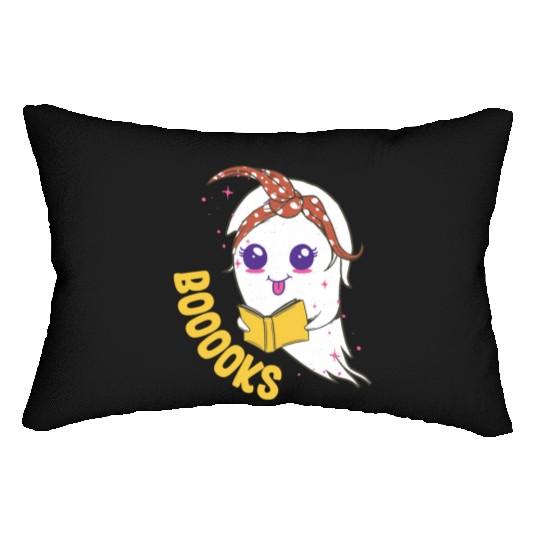 Cute Ghost Book Reading for teacher booooks Lumbar Pillows