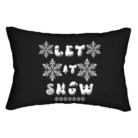 Let it snow with snowflakes christmas Lumbar Pillows