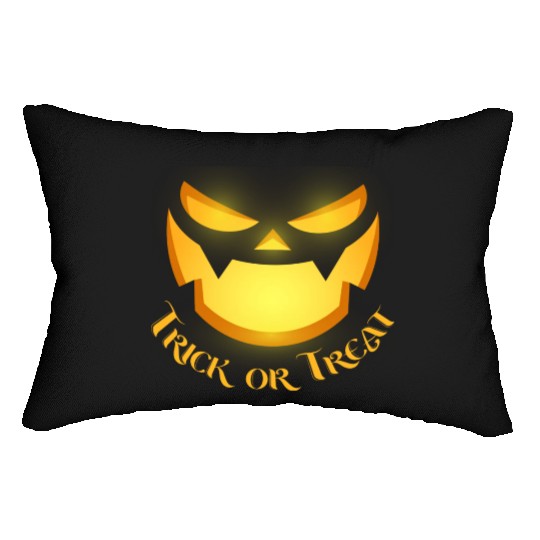 pumpkin horror face Lumbar Pillows