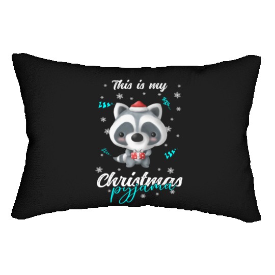 Winter Christmas Pyjama Raccoon Lumbar Pillows