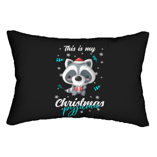 Winter Christmas Pyjama Raccoon Lumbar Pillows