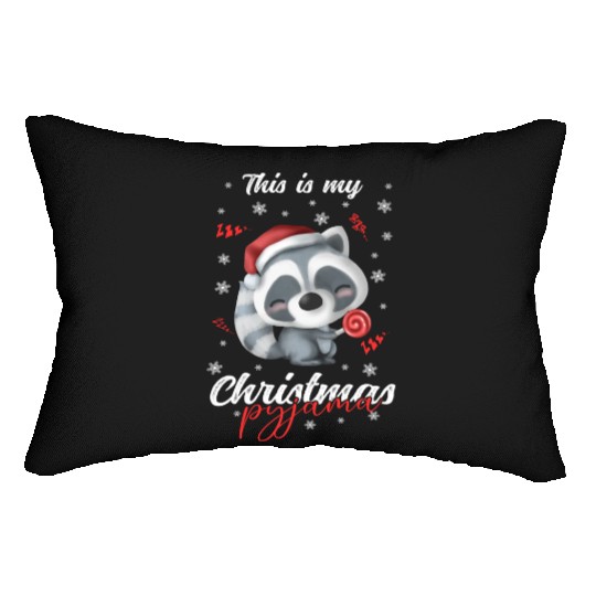 Winter Christmas Pyjama Raccoon Lumbar Pillows