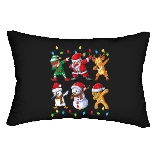 Dabbing Santa Elf Friends Christmas Lumbar Pillows