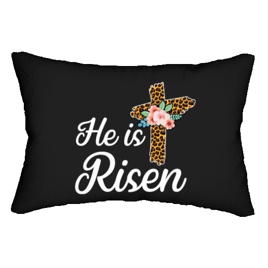 He Is Risen Jesus Christ Cross Easter Sunday Lumbar Pillows