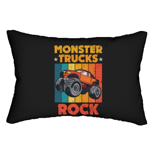 Awesome Monster Trucks Rock Tricks Stunts Wheelies Lumbar Pillows