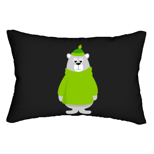 Green teddy bear lover Lumbar Pillows