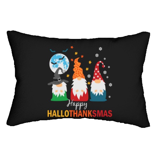 Happy Hallothanksmas Gnomes Lover Halloween Lumbar Pillows