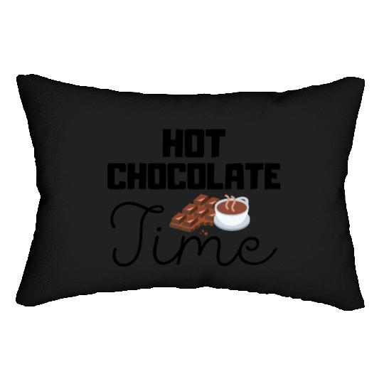Cute winter quotes - hot chocolate time Lumbar Pillows