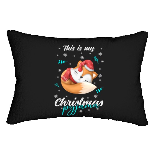 Winter Christmas Pyjama Fox Lumbar Pillows