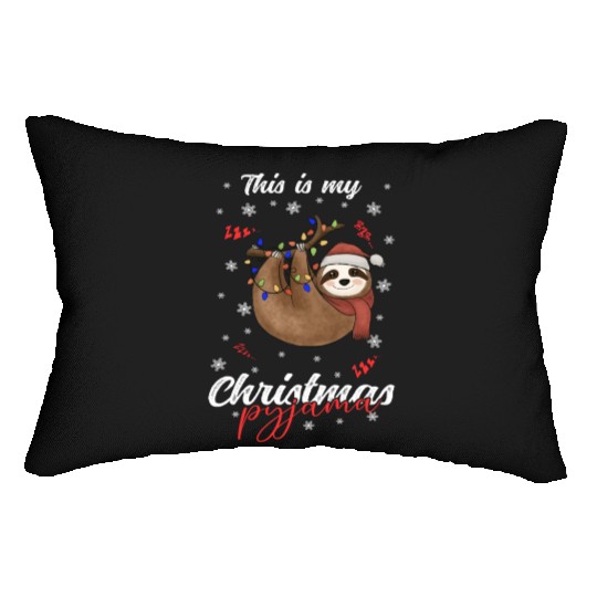 Winter Christmas Pyjama Sloth Lumbar Pillows