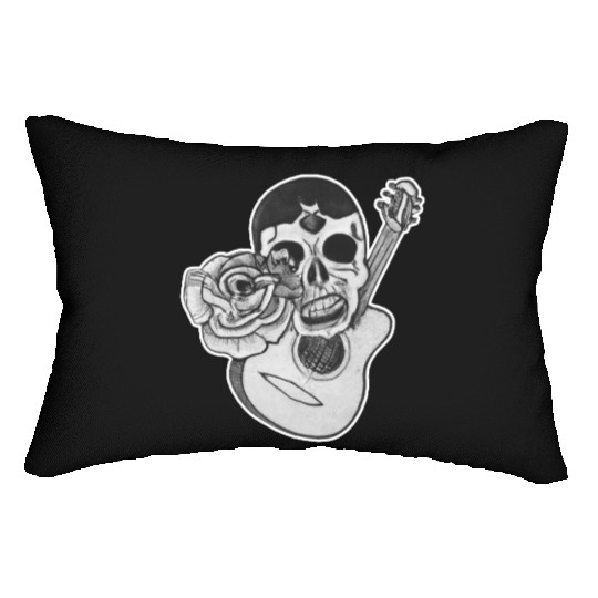 Grotesque Rock And Roll Skull & Guitar Lumbar Pillows