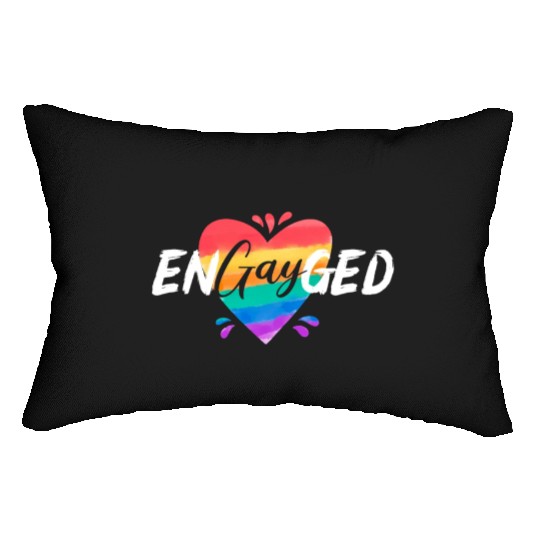 Engayged Rainbow Pride Month LGBTQ Gay Pride Lumbar Pillows