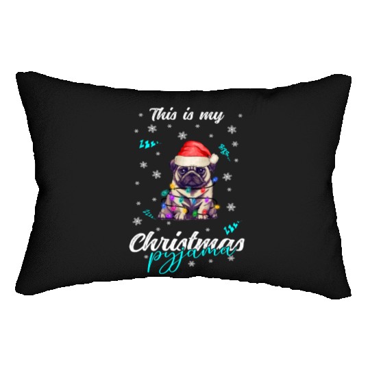 Winter Christmas Pyjama Pug Lumbar Pillows