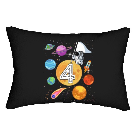 Kids 4 Years Old Astronaut Four Birthday Boy Lumbar Pillows